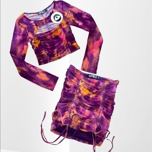 Ruched Tie-Dye Skirt Set